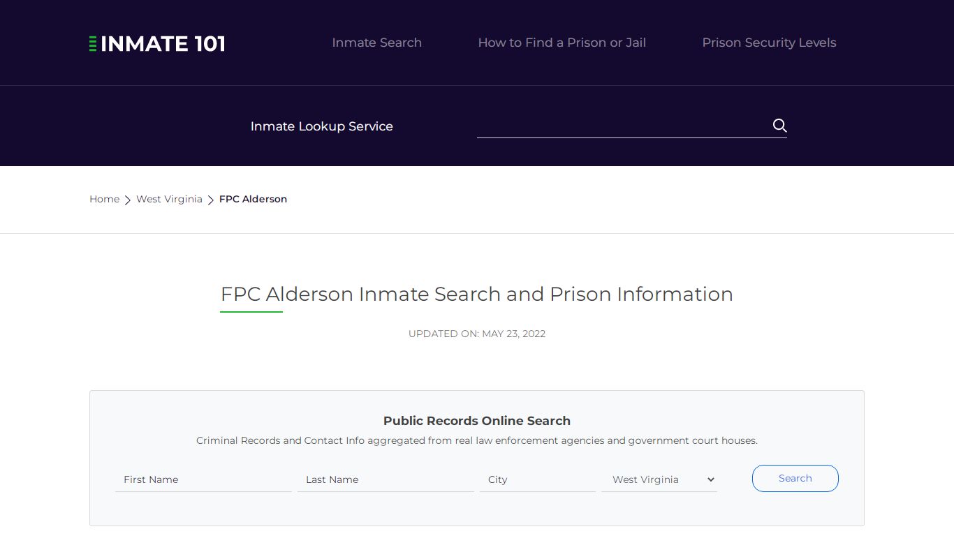 FPC Alderson Inmate Search | Lookup | Roster