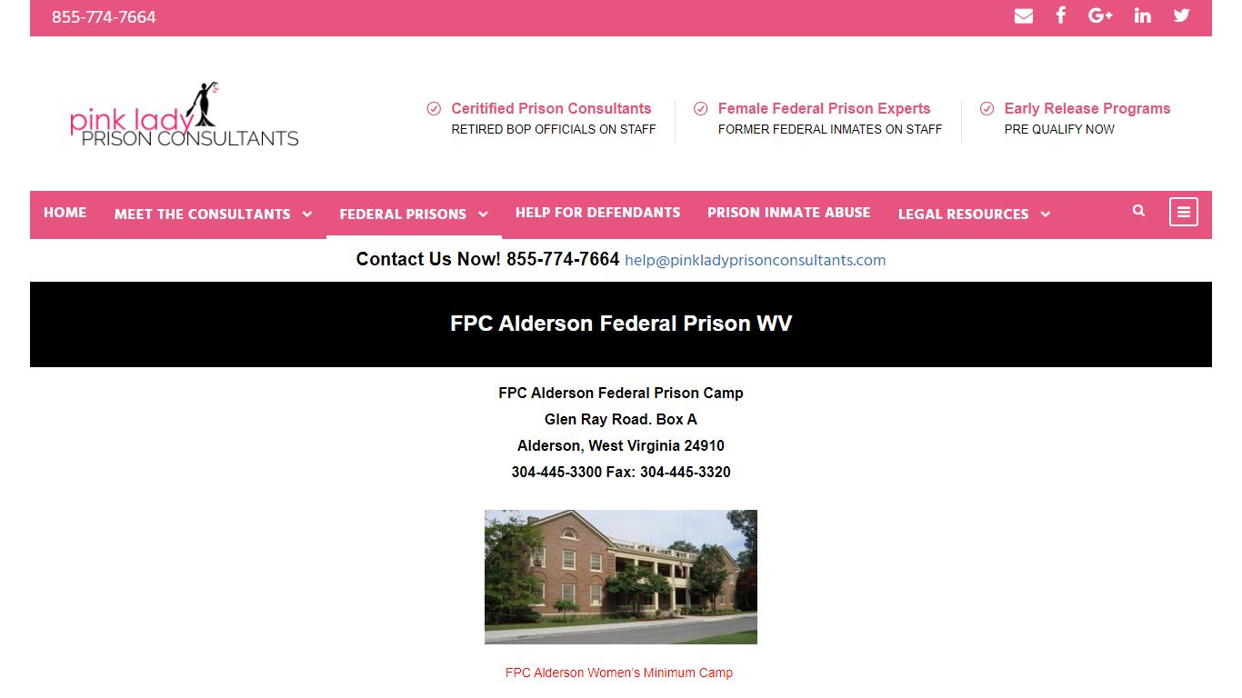 FPC Alderson Federal Prison Camp - Pink Lady Prison ...